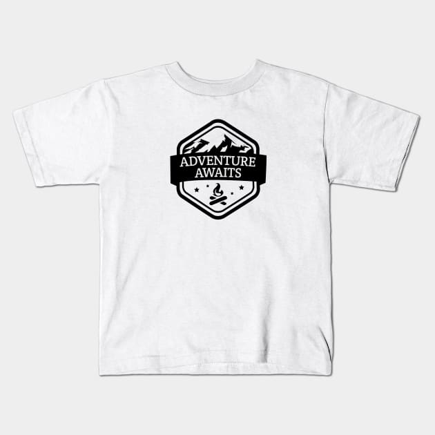 Adventure Awaits - Camping and Outdoor Design Kids T-Shirt by LR_Collections